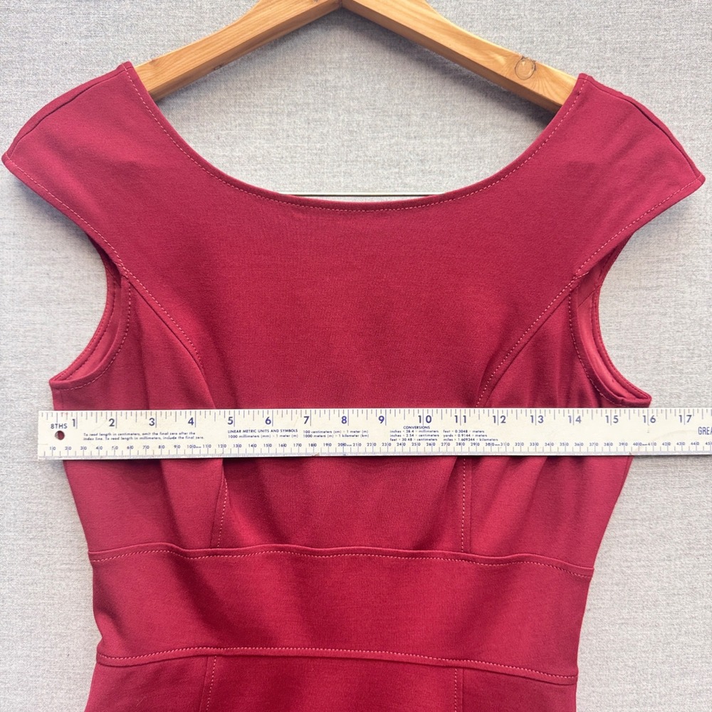 Original Penguin Womens Burgundy Fit & Flare Dress Sleeveless‎ Size 4 - Picture 8 of 9